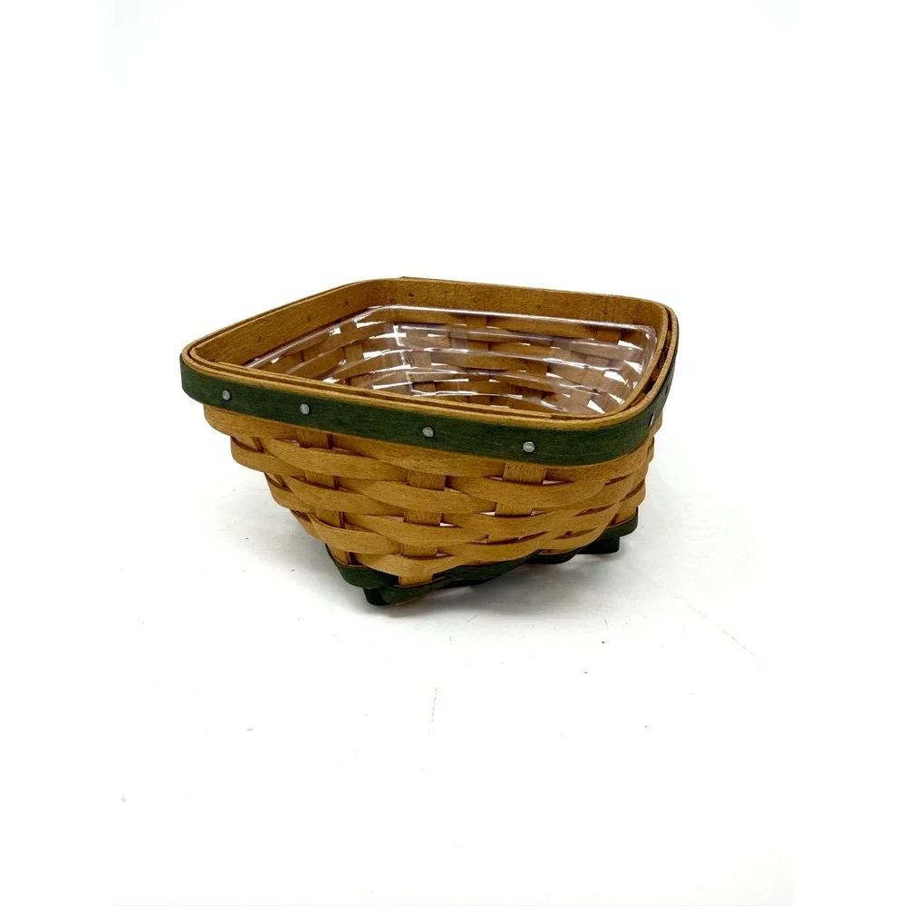 Longaberger 2006 Small Square Basket Green Trim Protector Liner Included